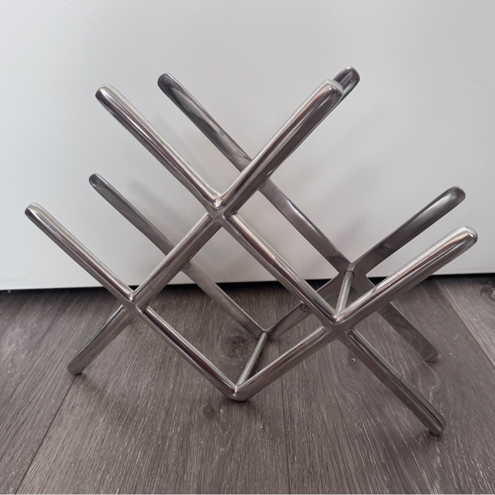 Vintage Silver Metal Silver Wine or Kitchen Bottle Rack